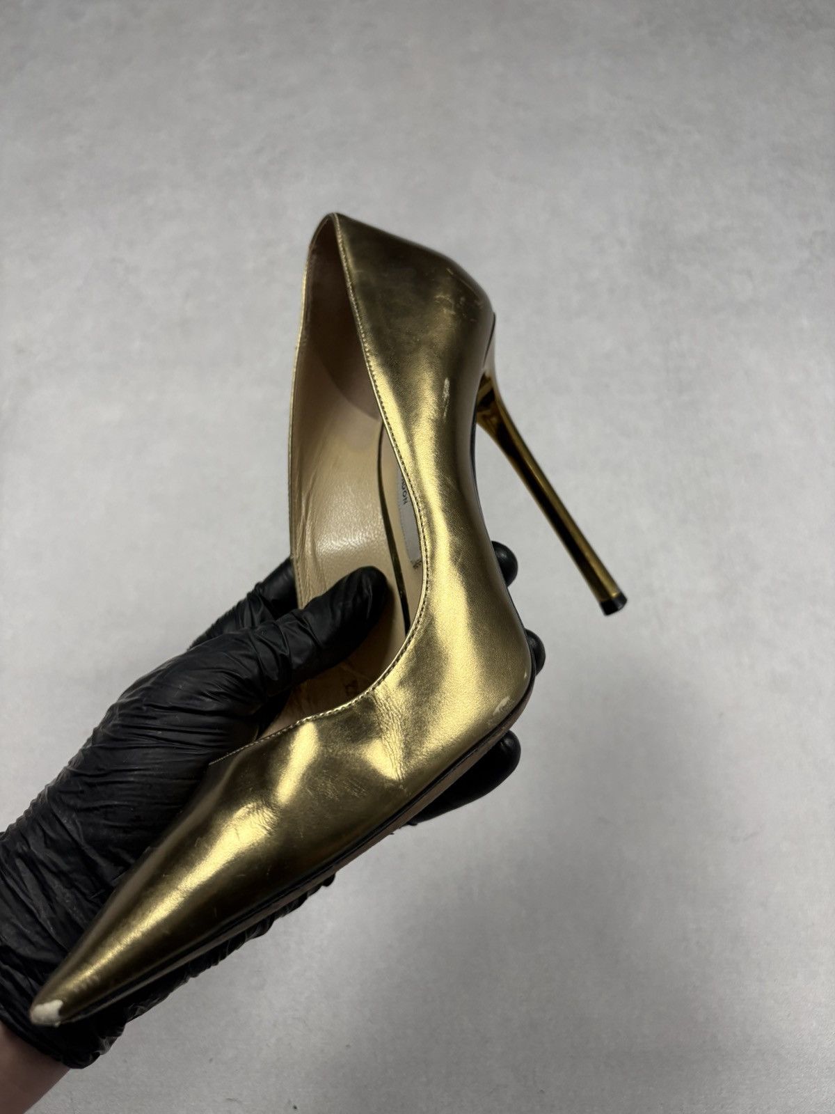 Jimmy Choo Jimmy Choo Gold Metallic Leather Pumps Rare Heels Luxury Size US 8.5 / IT 38.5 - 12 Thumbnail