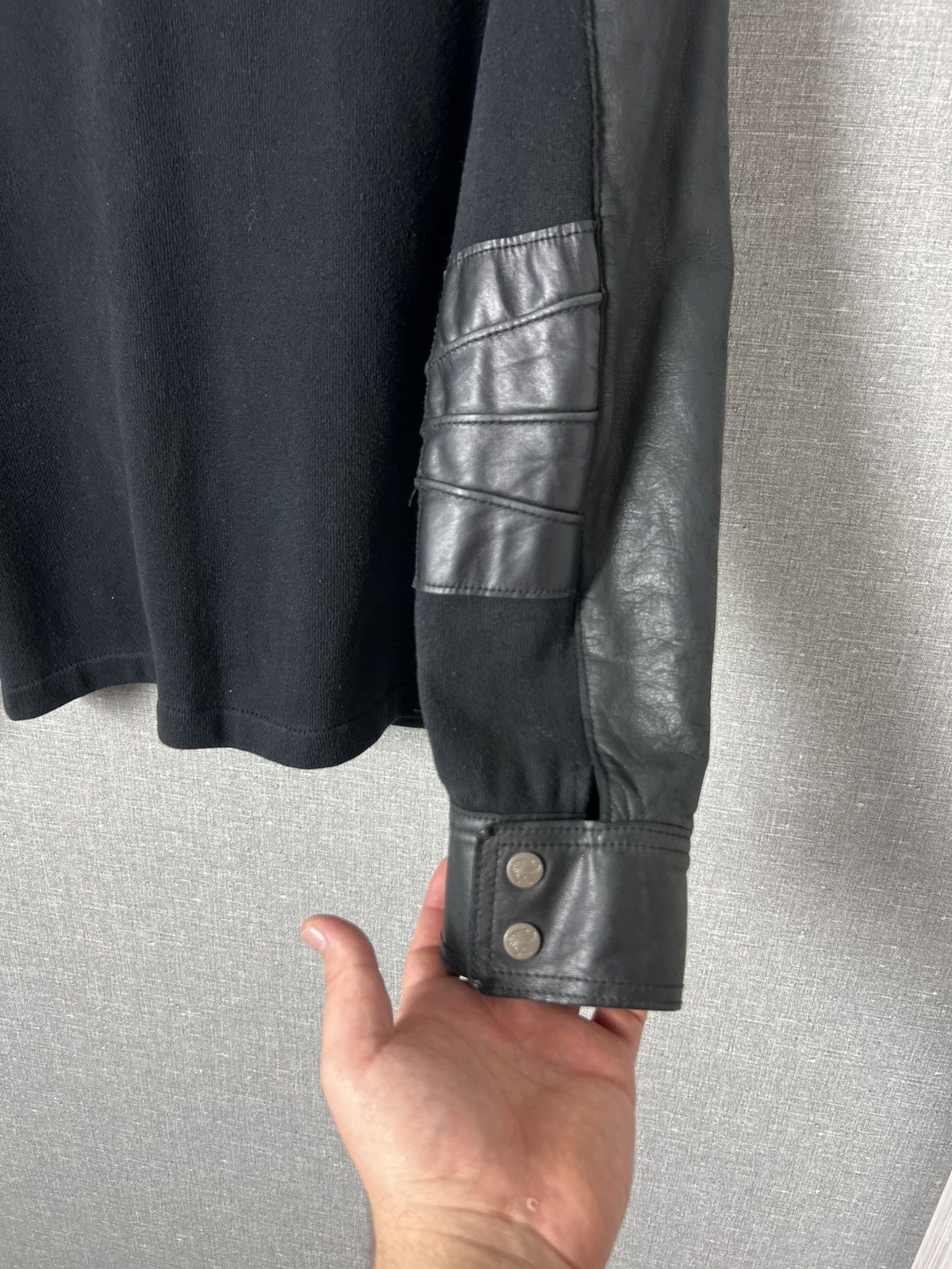 Versace Vintage Versace Sport Big Logo Collared Leather Jacket Biker Size US M / EU 48-50 / 2 - 19 Thumbnail