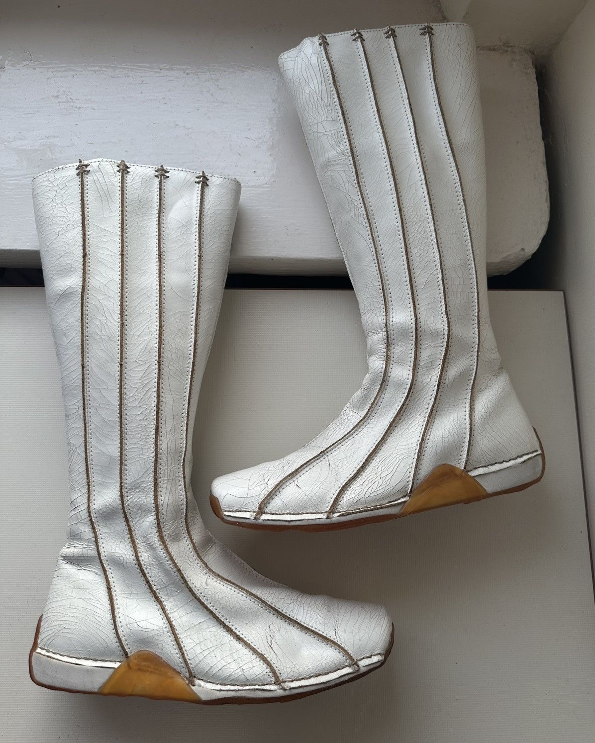 Diesel Diesel Soleil 00s cracked leather white vintage boots Size US 9 / IT 39 - 4 Thumbnail