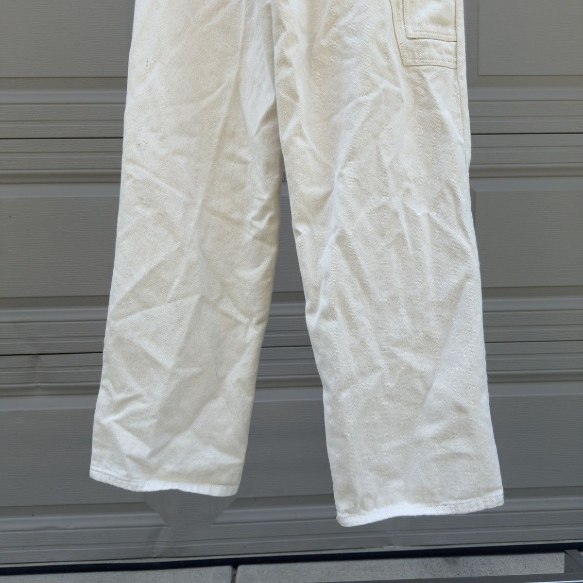Vintage Thrashed Faded Cream Baggy Skater Wide Leg Carpenter Pants Size US 29 - 8 Thumbnail