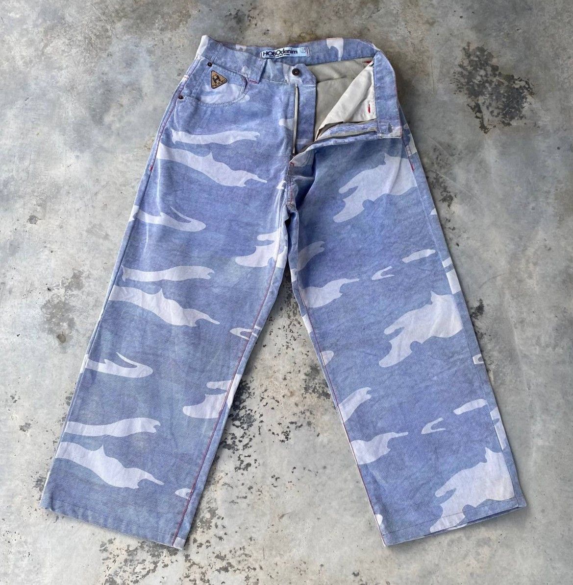 Hobo HOBO DENIM Vintage 90s Wide Leg Blue Camo Skate Pants Baggy Size US 30 / EU 46 - 6 Thumbnail