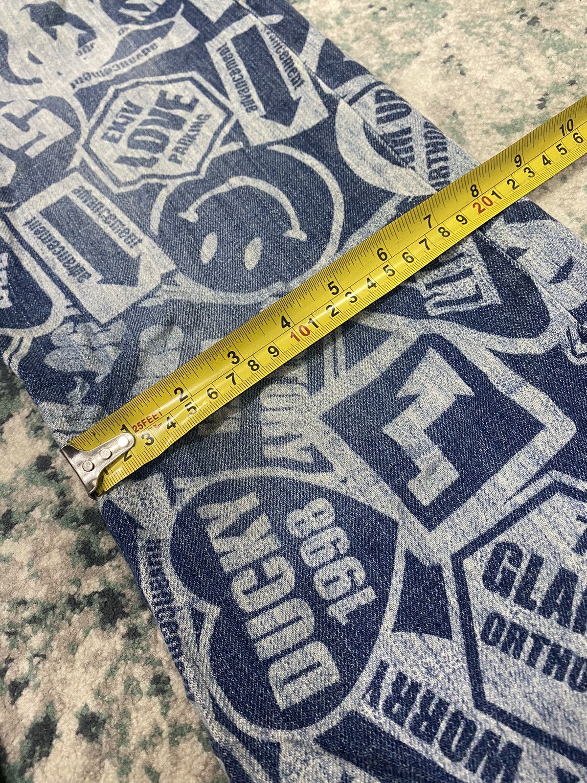 Hysteric Glamour Vintage Co&Lu All Over Acid Wash Printed Effect Smiley Jeans Size US 31 - 10 Thumbnail