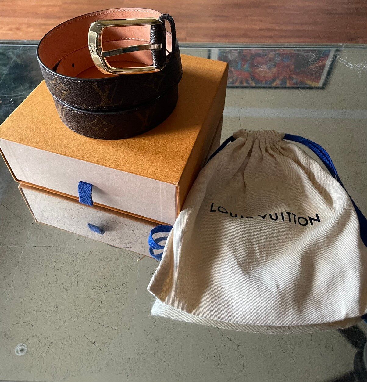 Louis Vuitton Mens Utility 35MM Belt Bag Sz 100 Monogram Eclipse