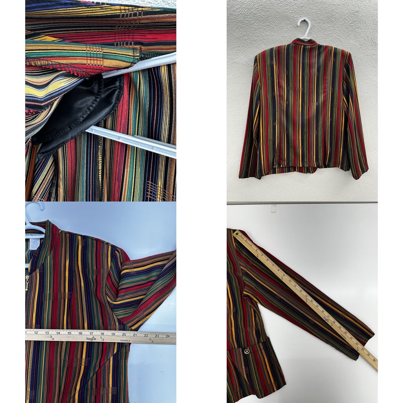 Vintage Kensington Square Womens Sweater Medium Striped Long Sleeve Zip Up Vintage Cardigan Knit Regular Red Size M / US 6-8 / IT 42-44 - 8 Thumbnail