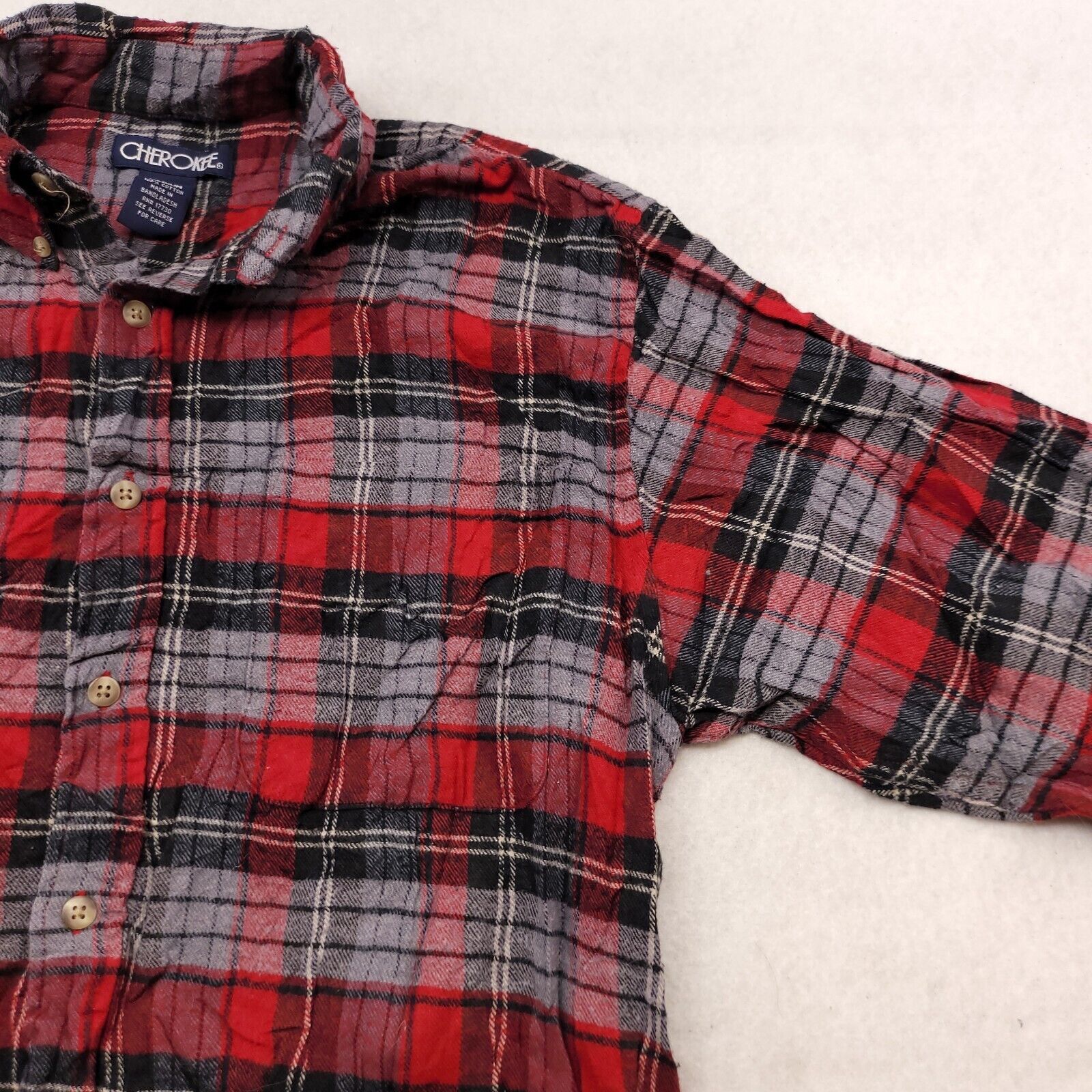 Cherokee Cherokee Madras Flannel Shirt Mens Size Medium M Red Gray Size US M / EU 48-50 / 2 - 5 Thumbnail