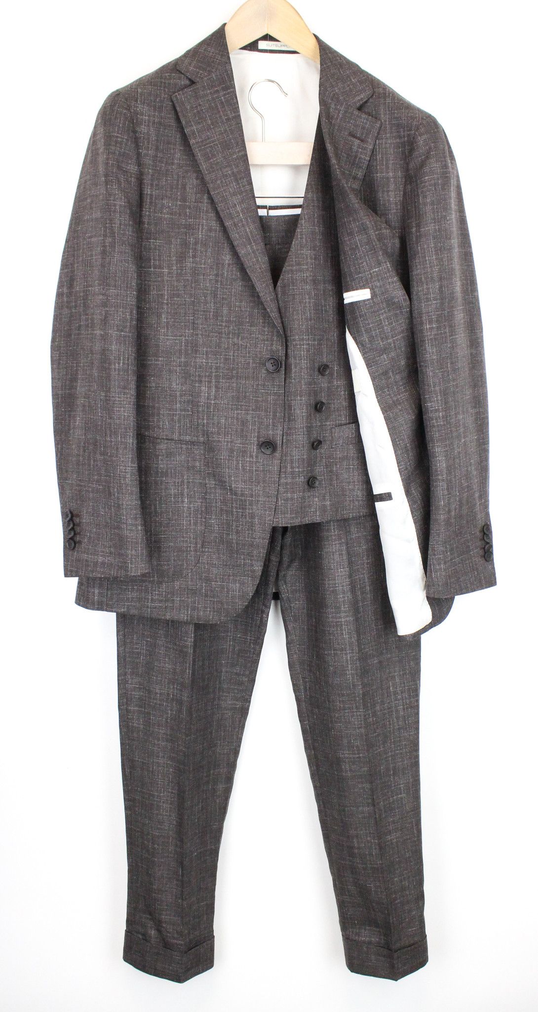 Suitsupply HAVANA UK38R Brown Wool Silk Linen Suit 66523 Size 38R - 1 Thumbnail