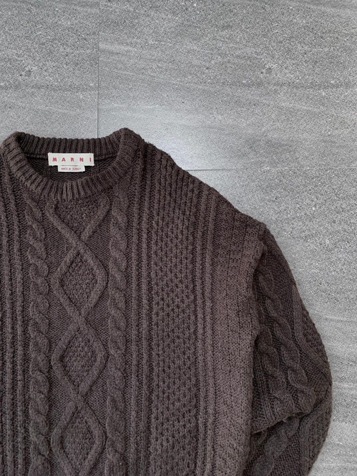 Marni Assymetrical Sleeve Cable Knit Sweater - Medium Size US M / EU 48-50 / 2 - 3 Thumbnail