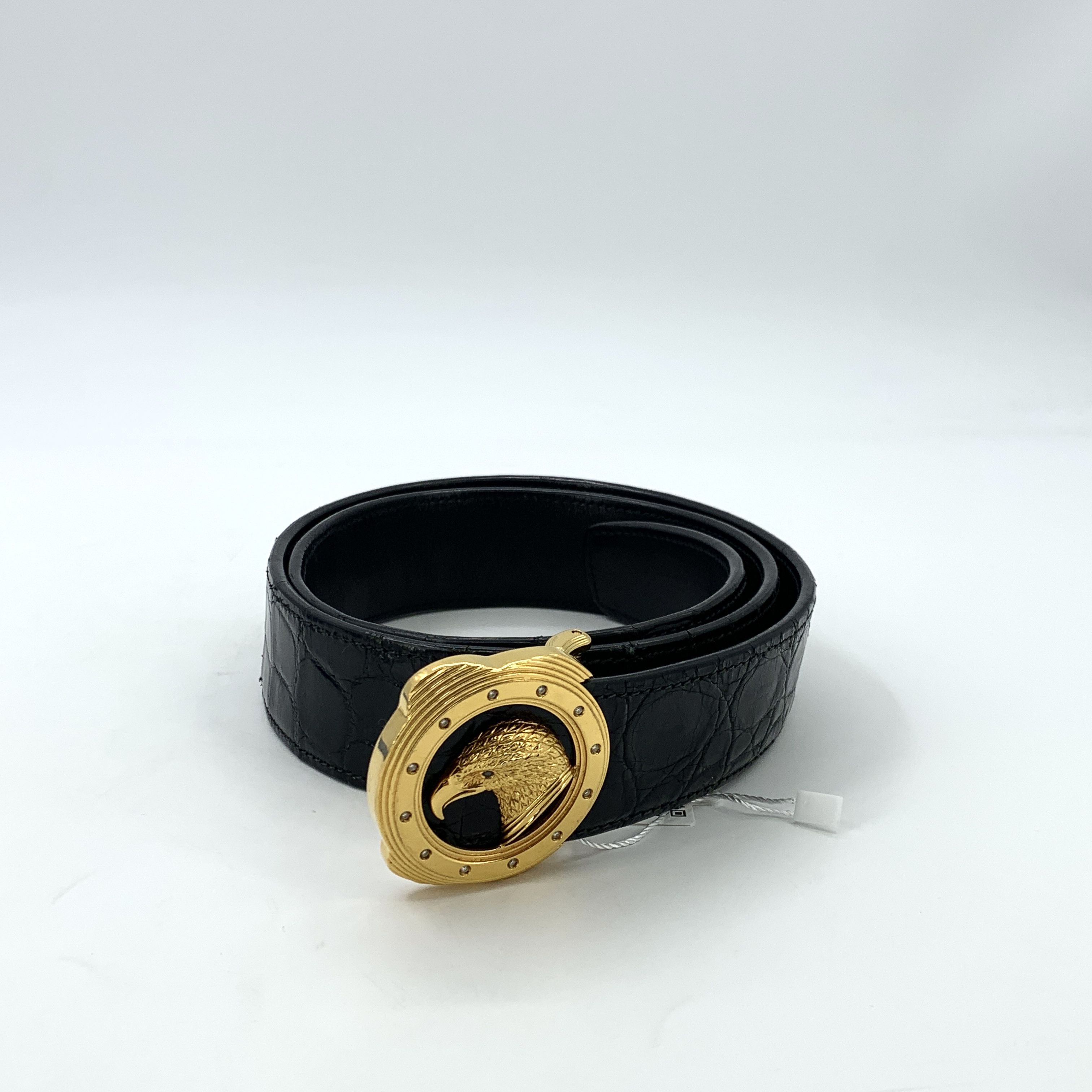 Stefano Ricci Stefano Ricci Black Crocodile Leather Eagle Belt (107×4cm) Size ONE SIZE - 1 Thumbnail