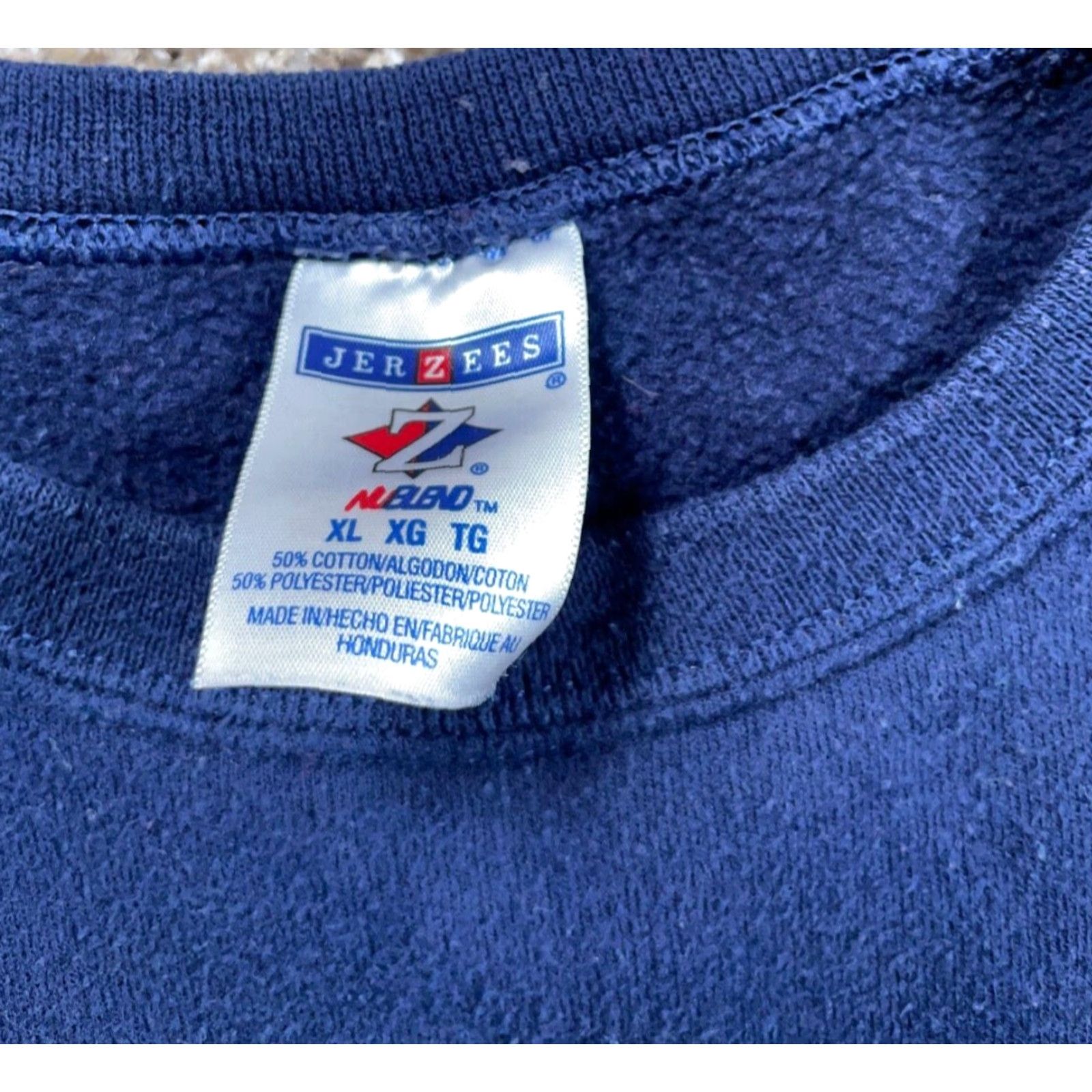 Jerzees JERZEES Sweatshirt Deer Hunting Graphic Print Adult XL Dark Blue 50/50 Cotton Polyester 90s Outdoors Mens Size US XL / EU 56 / 4 - 4 Thumbnail