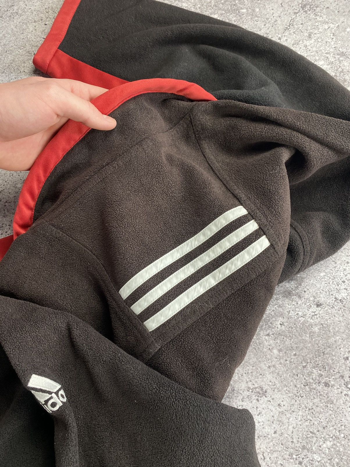 Adidas × Vintage Vintage Adidas 1/4 Zip faded Black Fleece Cozy Sweater Size US XL / EU 56 / 4 - 9 Thumbnail