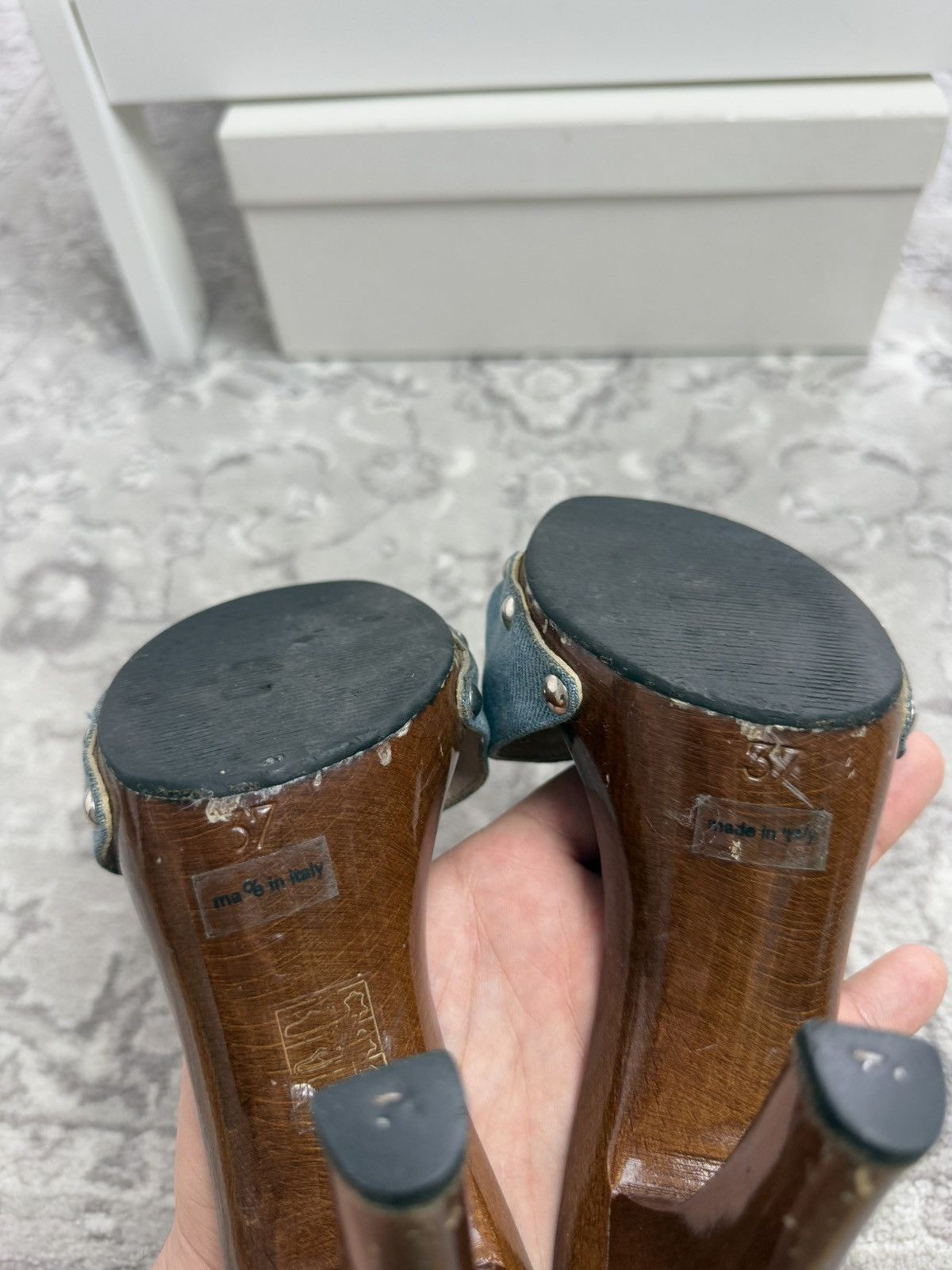 Dior Vintage y2k Dior wood & denim mules sandals US6 designer rare Size US 6 / IT 36 - 12 Thumbnail