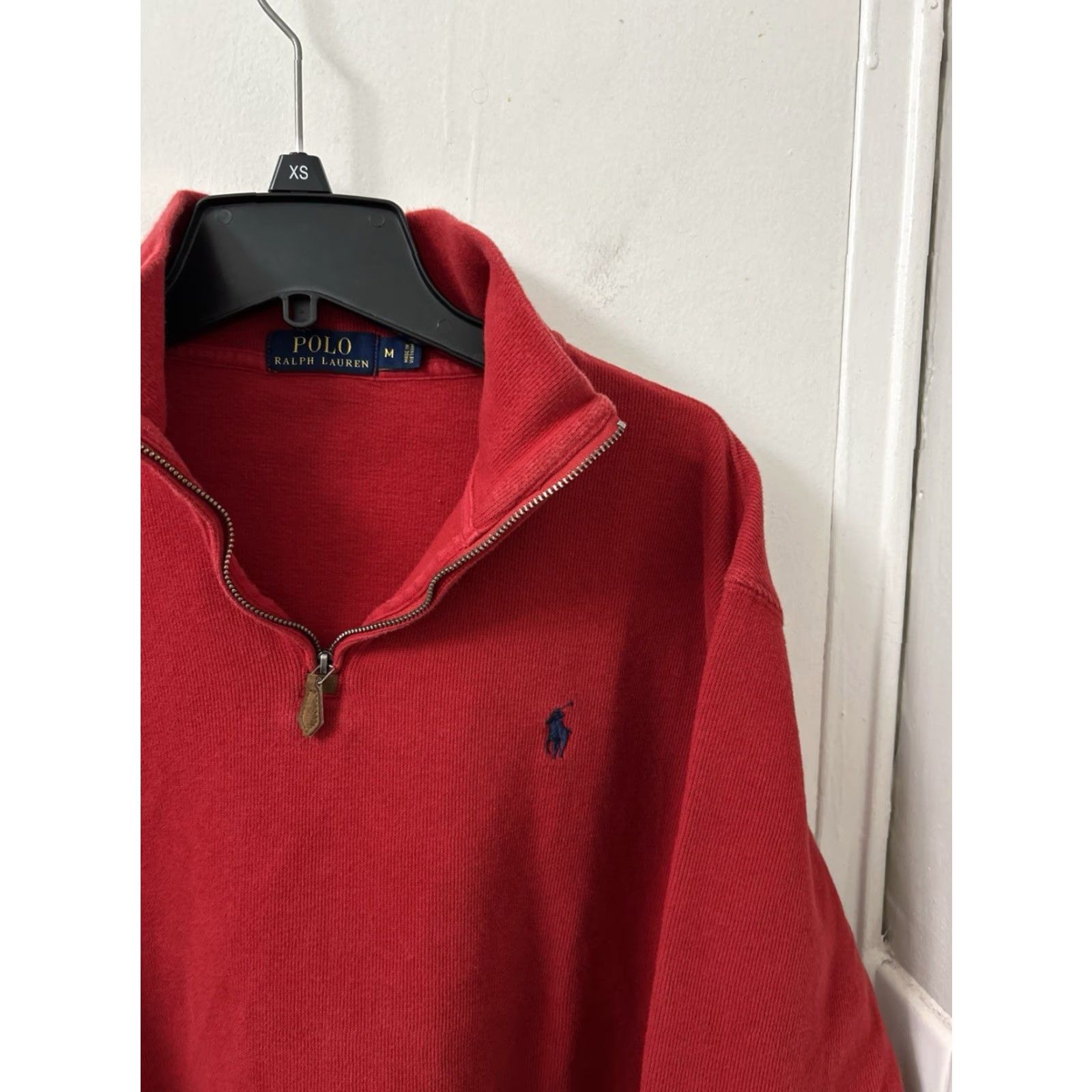 Polo Ralph Lauren Polo Ralph Lauren Sweater Polo 1/4 Zip Mens M Red Cotton Rib Mock Neck Pullover Knit with Pony Logo Embroidered L/S Classic Fit Size US M / EU 48-50 / 2 - 4 Thumbnail