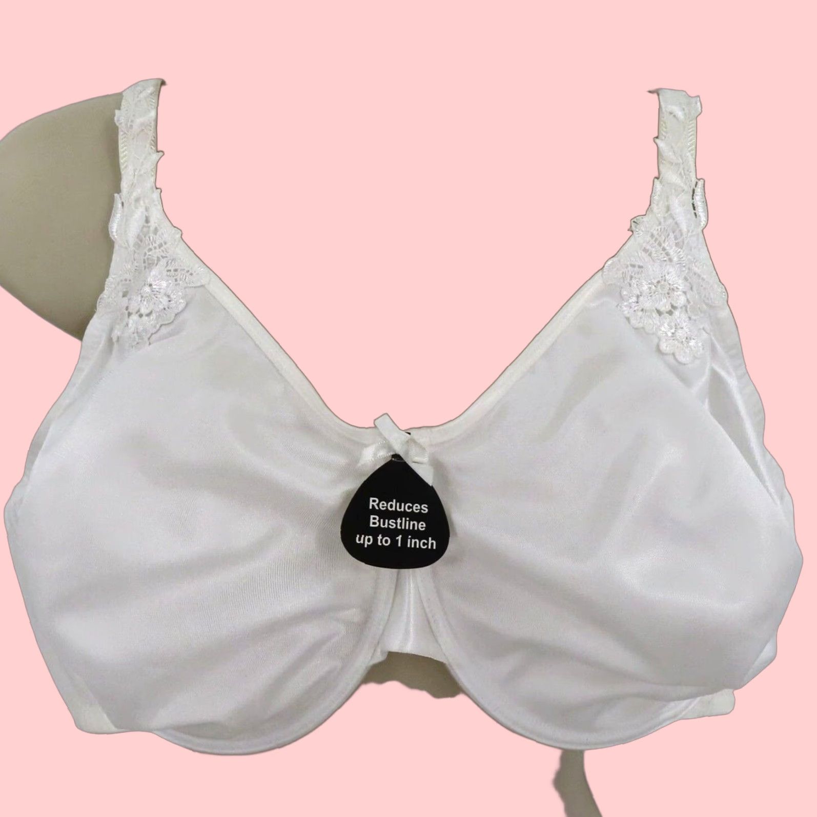Vintage Enchanted 44Dd Minimizer Bra Underwire Unlined White Floral New Womens