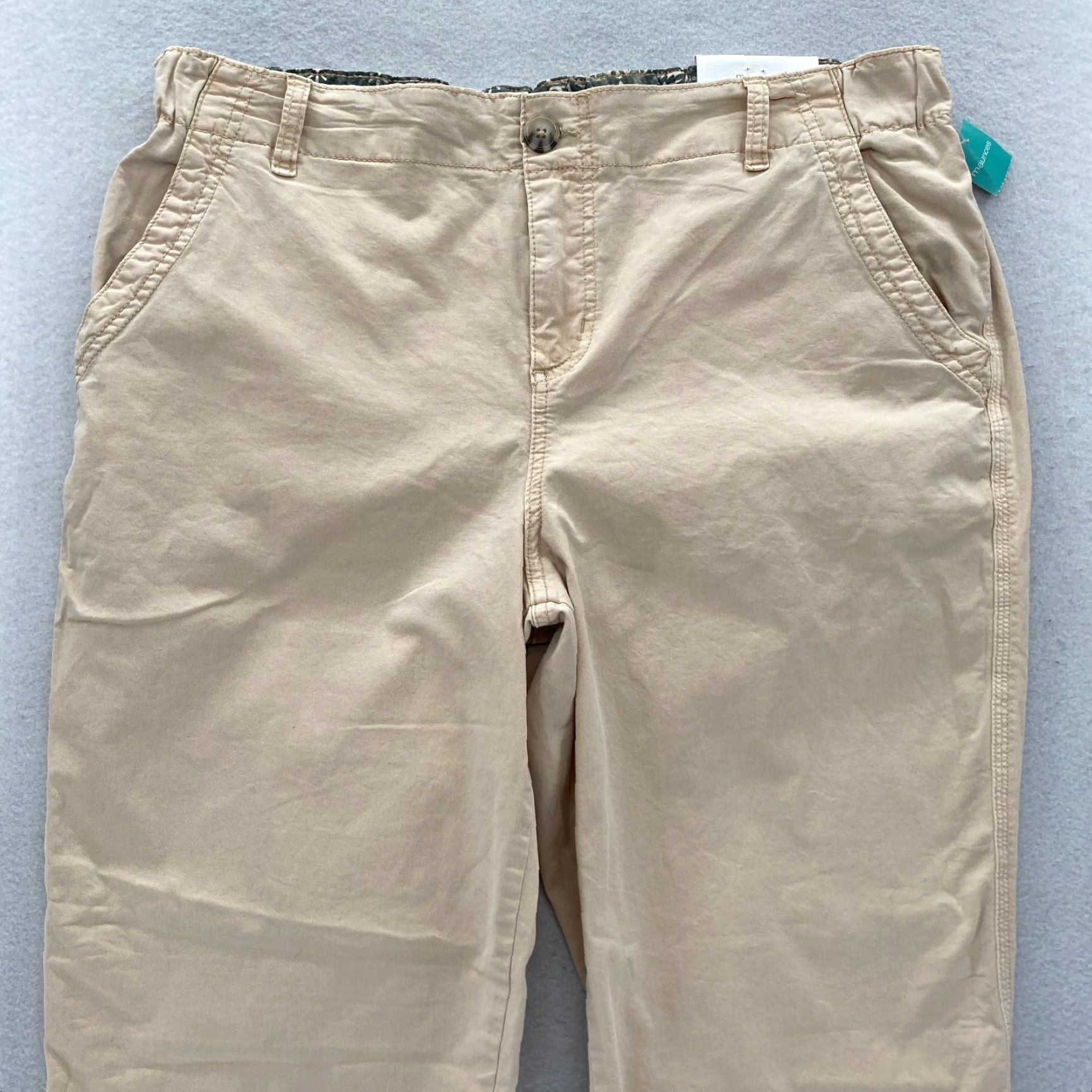 Vintage Maurices Chino Pants Women's Large Beige Stretch Lyocell Straight Leg NWT Size 36" / US 14 / IT 50 - 2 Thumbnail