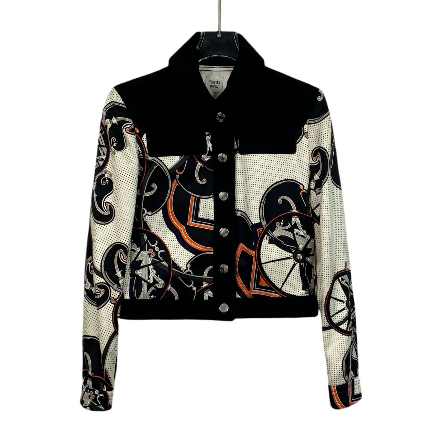 Hermes Hermès Paris Womens Graphic Pattern Jacket Size S Size XXS / US 00 / IT 34 - 1 Thumbnail