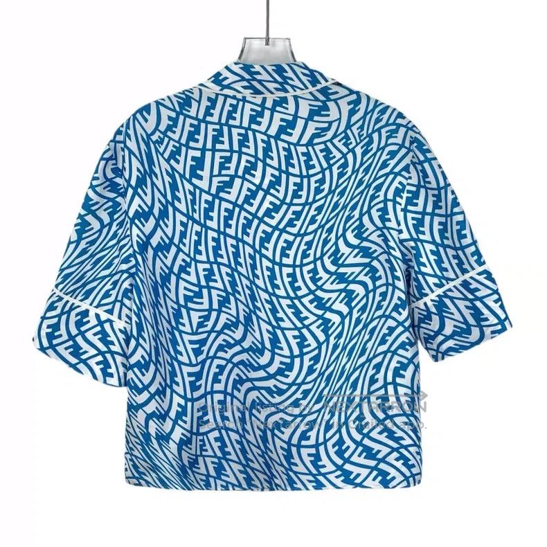 Fendi Fendi Blue logo letter full print mulberry silk set Size XS / US 0-2 / IT 36-38 - 2 Thumbnail