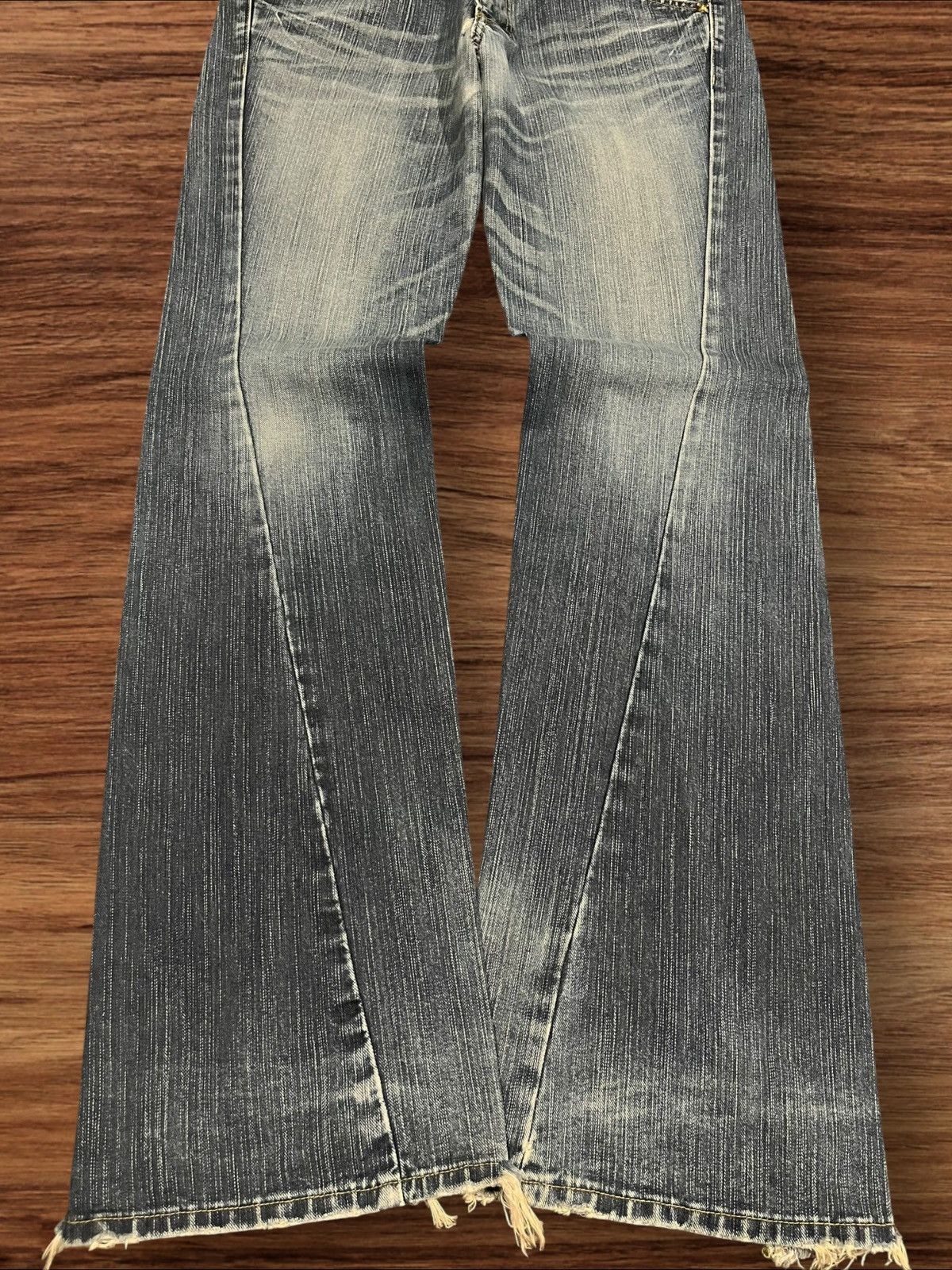 Number (N)ine ⚡️Flare⚡️Vintage Lee Riders Double Button Blue Frayed Leg Jean Size US 34 / EU 50 - 10 Thumbnail