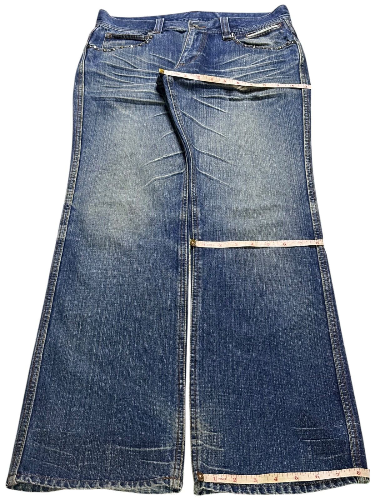 Japanese Brand Vintage Japanese Brand Mud Wash Studded Bootcut Jeans Size US 32 / EU 48 - 14 Thumbnail