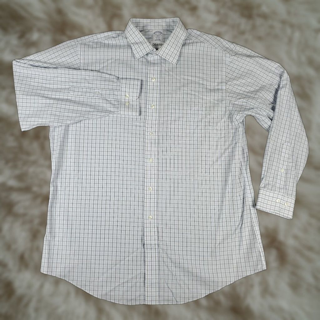 Brooks Brothers Brooks Brothers Shirt Mens 17.5 Blue Plaid Regent Dress Button Up Long Sleeve Size 46R - 1 Thumbnail