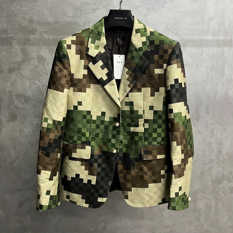 Louis Vuitton Louis Vuitton Camo Check Long Sleeve Blazer-yf Size US M / EU 48-50 / 2 - 1 Thumbnail