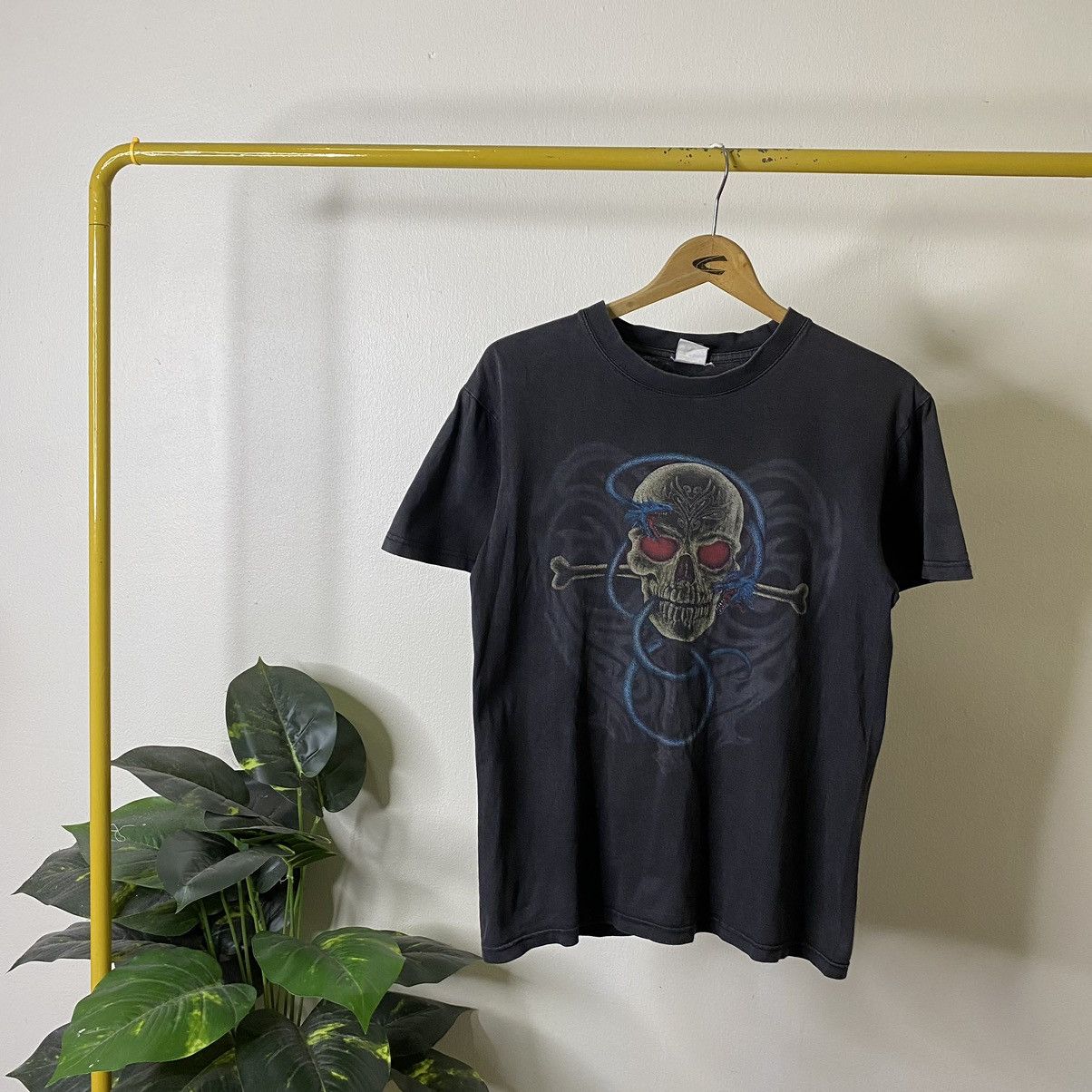 Vintage 1990s Skulls Cross Affliction Ed Hardy Style Faded Black Tee Size US S / EU 44-46 / 1 - 1 Thumbnail