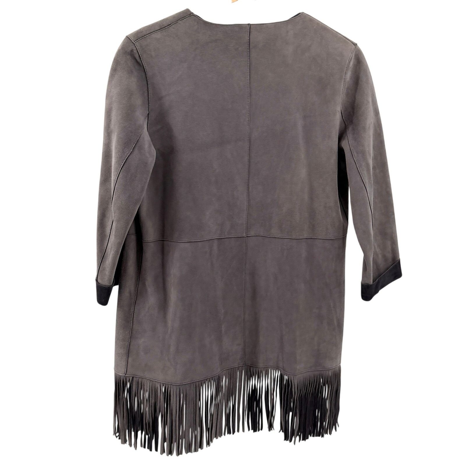 Jigsaw Gray Dark Charcoal Reversible Genuine Suede Fringe Jacket Size S / US 4 / IT 40 - 7 Thumbnail