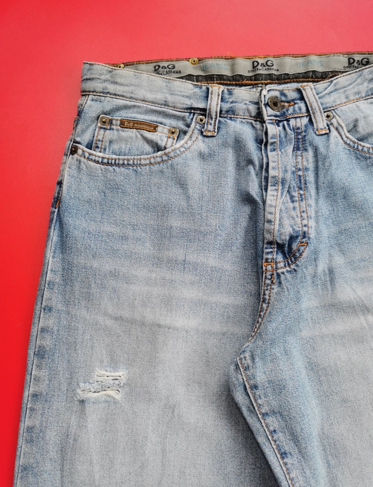 Dolce & Gabbana D&G Light Blue Repaired Distressed Jeans Size US 30 / EU 46 - 7 Thumbnail
