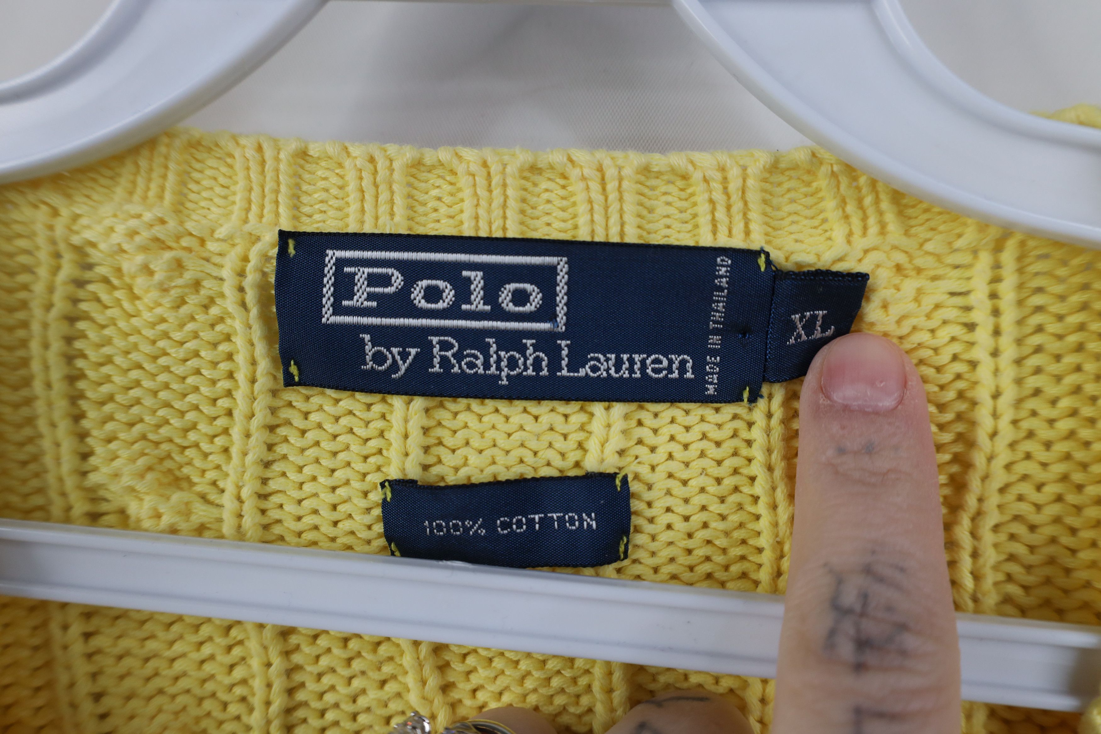 Ralph Lauren Vintage 90s Ralph Lauren Cable Knit Crewneck Sweater Yellow Size US XL / EU 56 / 4 - 7 Thumbnail
