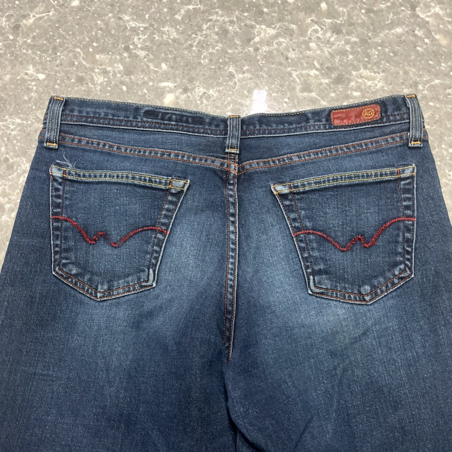 Denime AG Adriano Goldschmied The Rider Denim Blue Jeans 32x30 Women's Regular Fit Distressed Straight Jeans Size 24" / US 00 / IT 34 - 7 Thumbnail