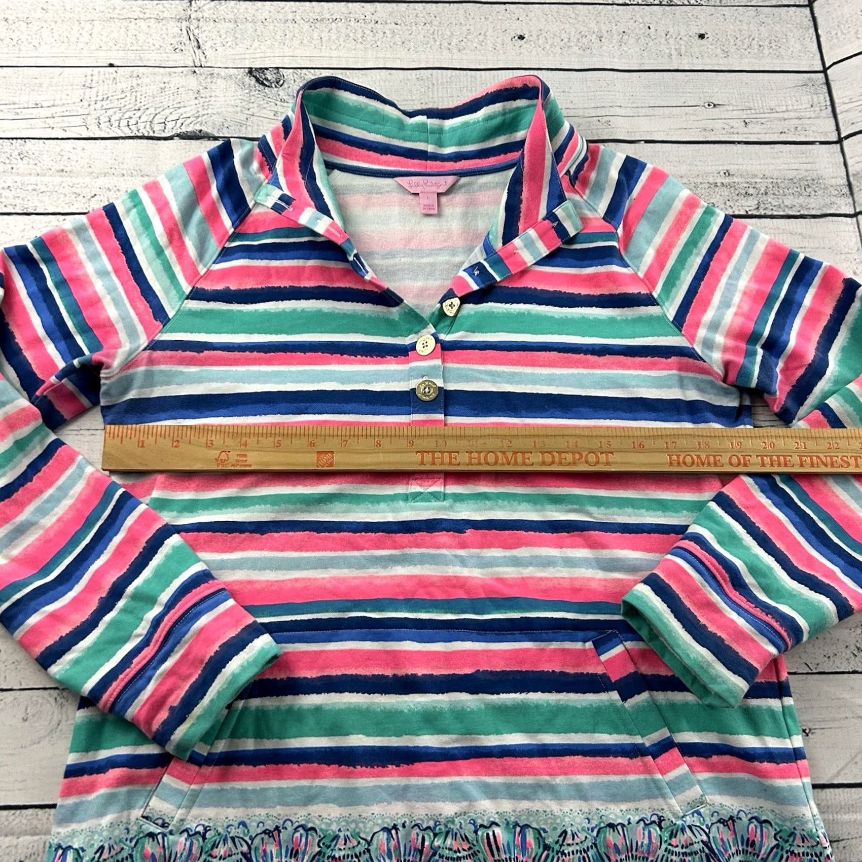 Lilly Pulitzer Lilly Pulitzer Striped Pullover Jacket Women's Large Multicolor Basic Jacket Size L / US 10 / IT 46 - 4 Thumbnail