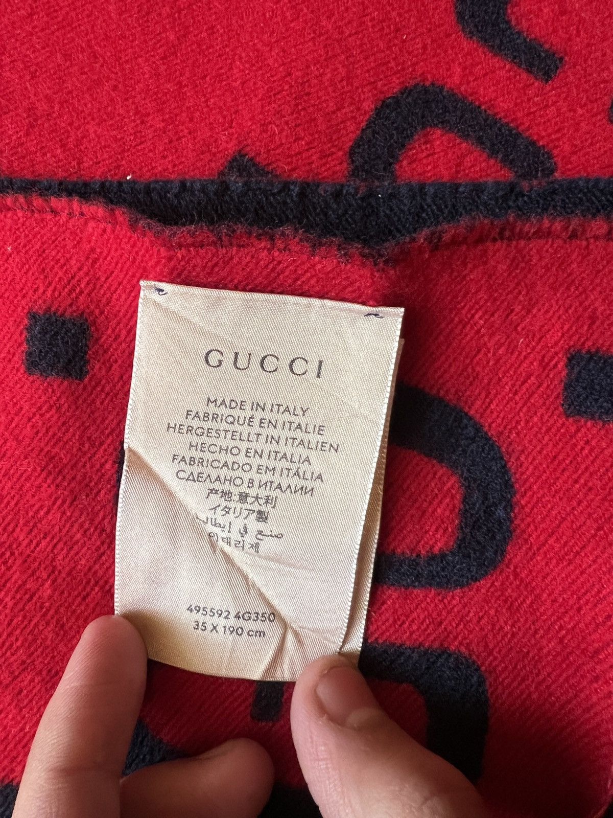 Gucci Rare Gucci Freedom GG Jacquard Wool Silk Scarf (Red/Blue) Size ONE SIZE - 7 Thumbnail