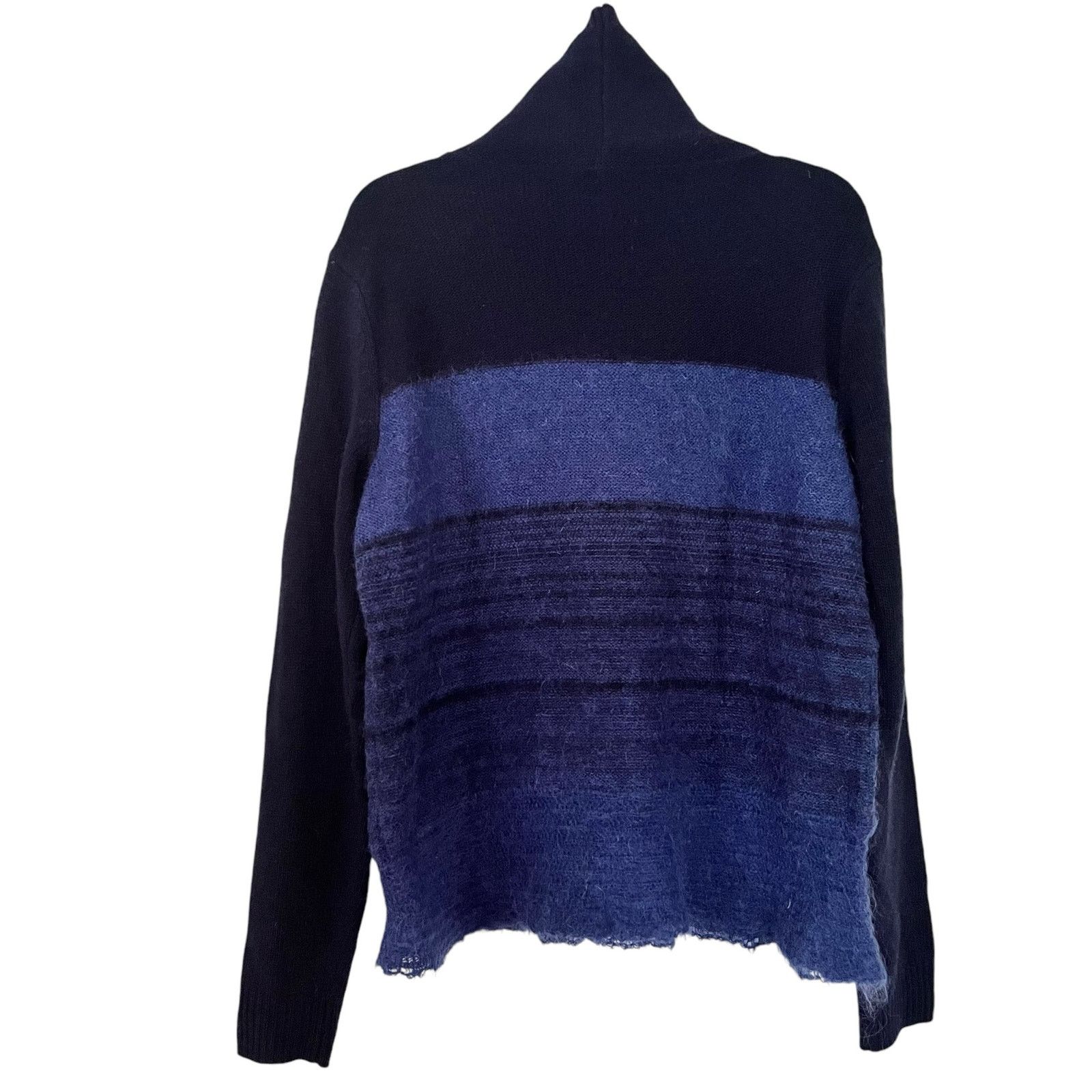 Rebecca Taylor Rebecca Taylor Knit Cowl Neck Fringe‎ Hem Blue Sweater Size S / US 4 / IT 40 - 5 Thumbnail