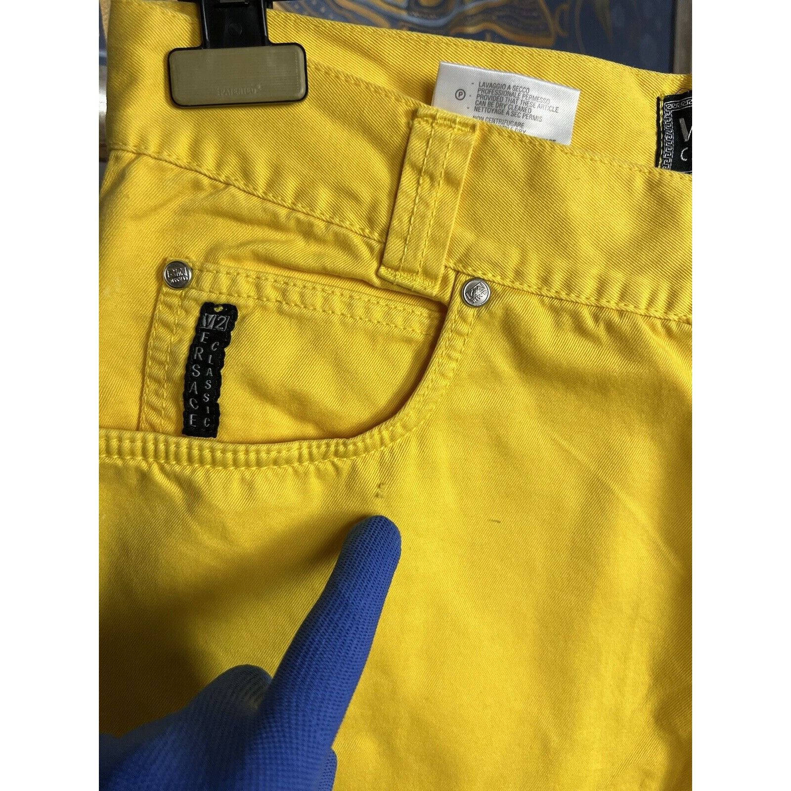 Versace RARE! Versace V2 Classic Men`s Yellow Denim Straight Pants S Size US 33 - 6 Thumbnail