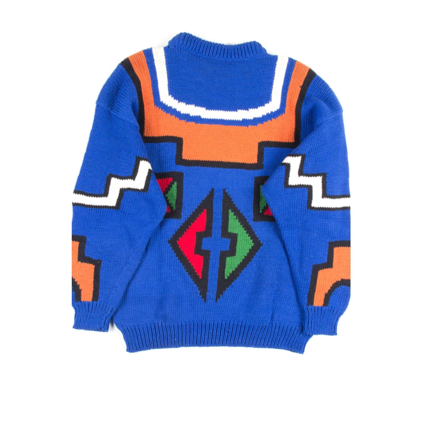 Etro VINTAGE Navy Geometric Sweater Medium Graphic Knit Pullover 80s Retro Knit Pullover Navy Mens Womens Size M / US 6-8 / IT 42-44 - 2 Thumbnail