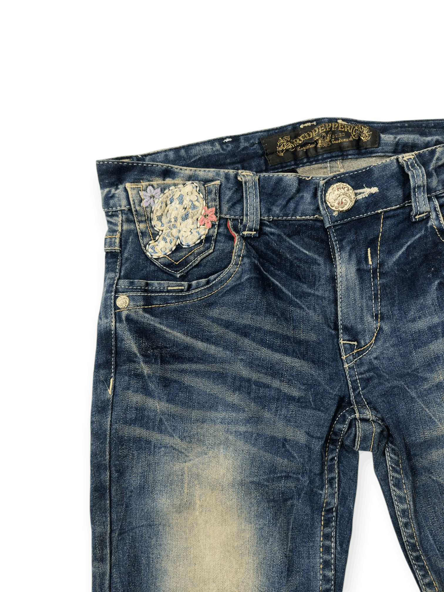 Designer 🔥Red Pepper Jeans Flare Embroidery Florish Skull Size 31" - 6 Thumbnail