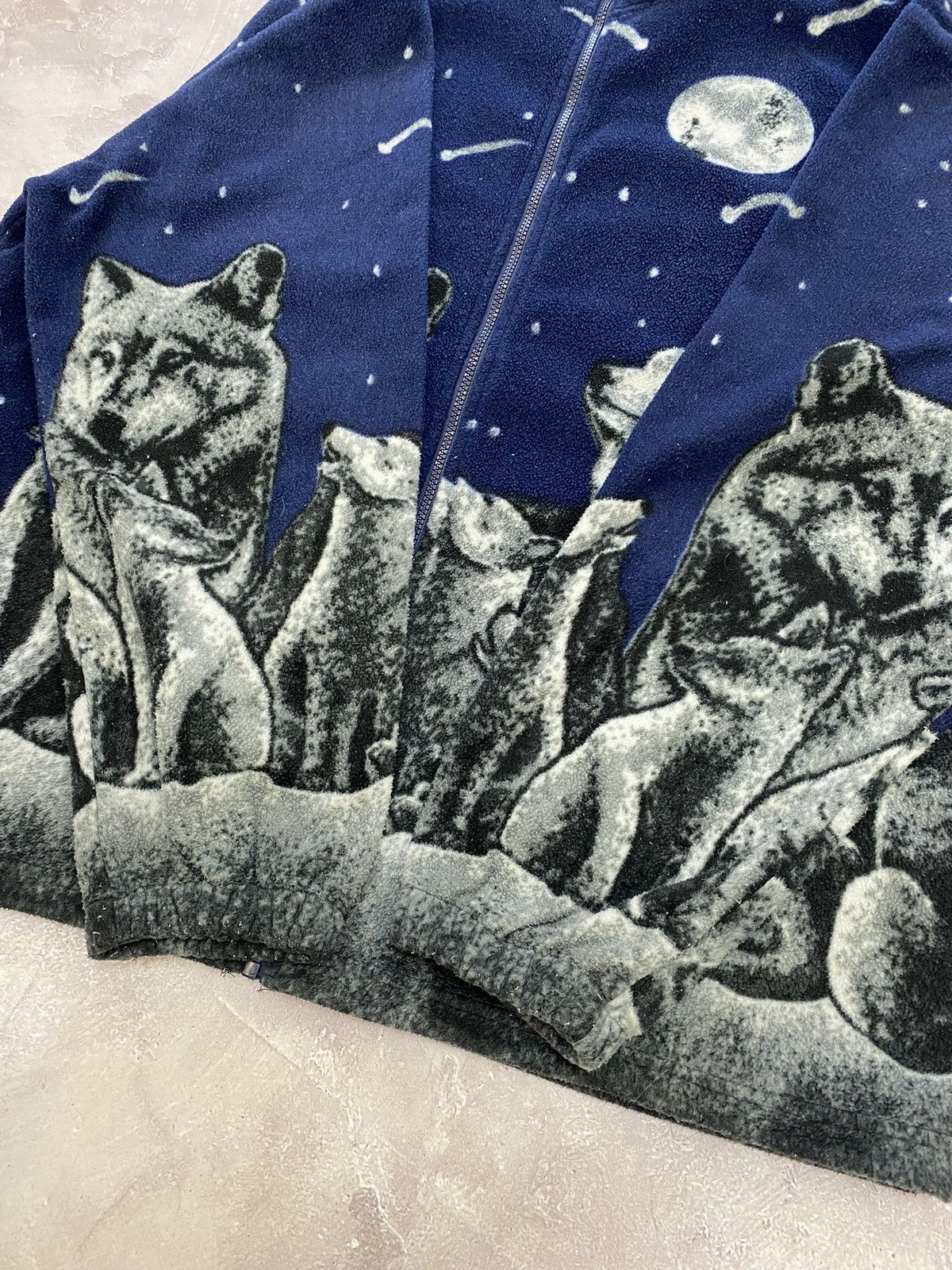 Japanese Brand Vintage Wolf Fleece All Over Print Full Zip Size US XL / EU 56 / 4 - 3 Thumbnail