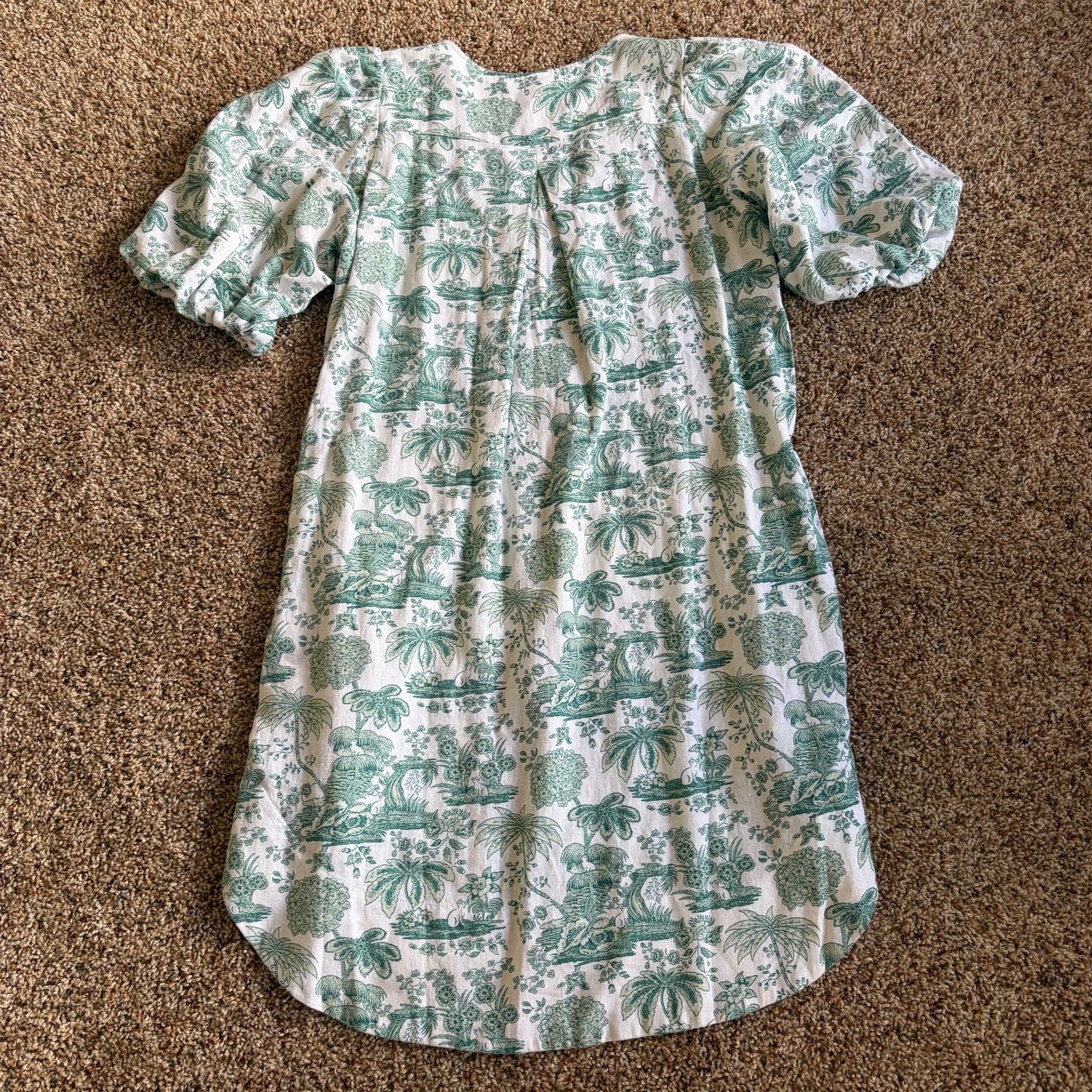 Elie Tahari Tahari Dress Women XS Linen Blend Green Tropical Toile Loose Size XS / US 0-2 / IT 36-38 - 2 Thumbnail