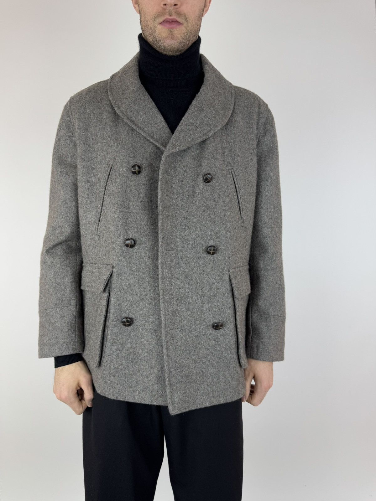 Jasper Conran JASPER CONRAN Wool Coat Double-breasted Tweed Overcoat Size US XL / EU 56 / 4 - 7 Thumbnail