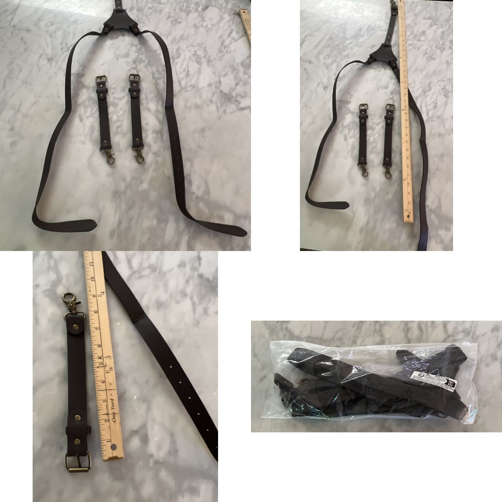 Vintage Unbranded Leather Suspenders Y-Back Heavy Duty 3 Metal Lobster Hooks Adjustable Brown Mens One Size BelT Clip Leather Size ONE SIZE - 8 Thumbnail