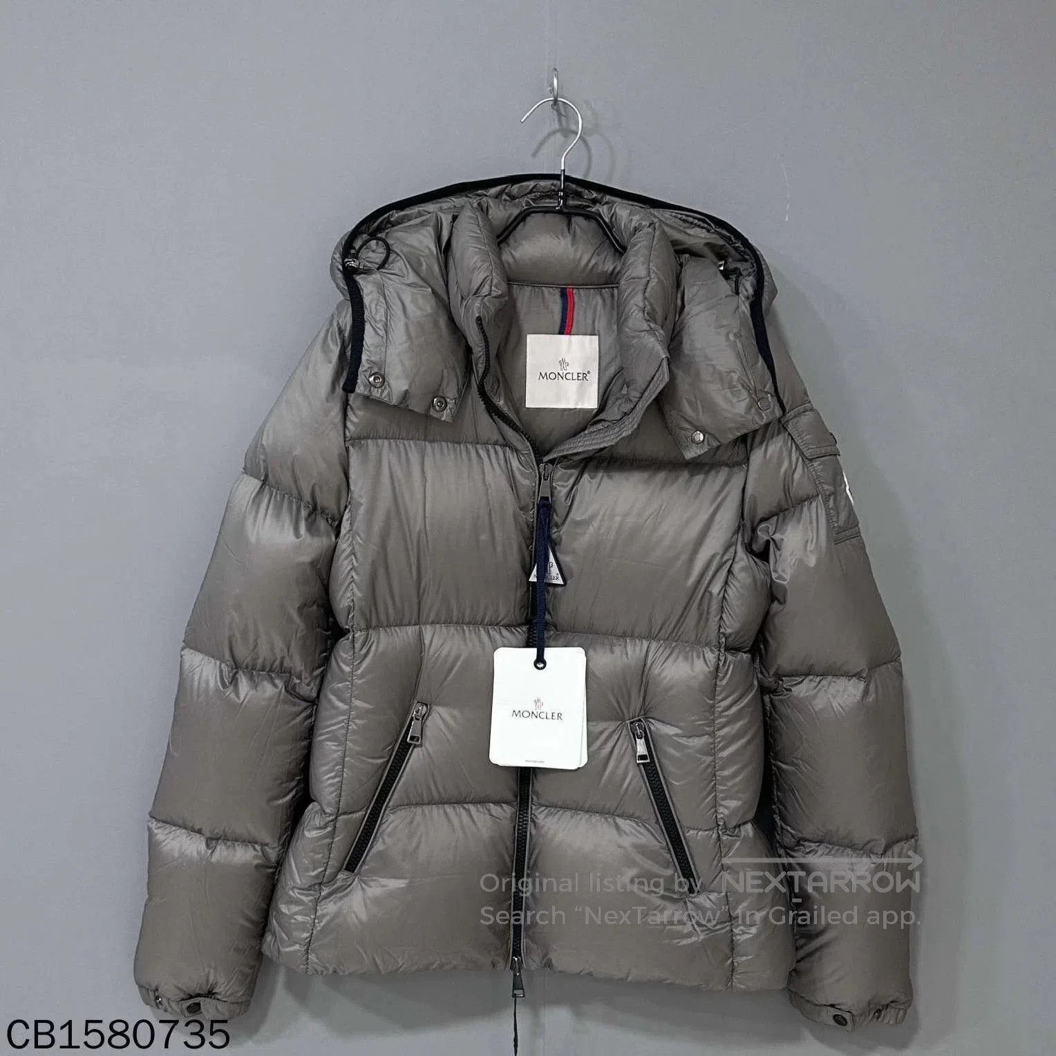 Moncler Gray Puffy Winter Coat with Hood - Size L. Size US L / EU 52-54 / 3 - 2 Thumbnail