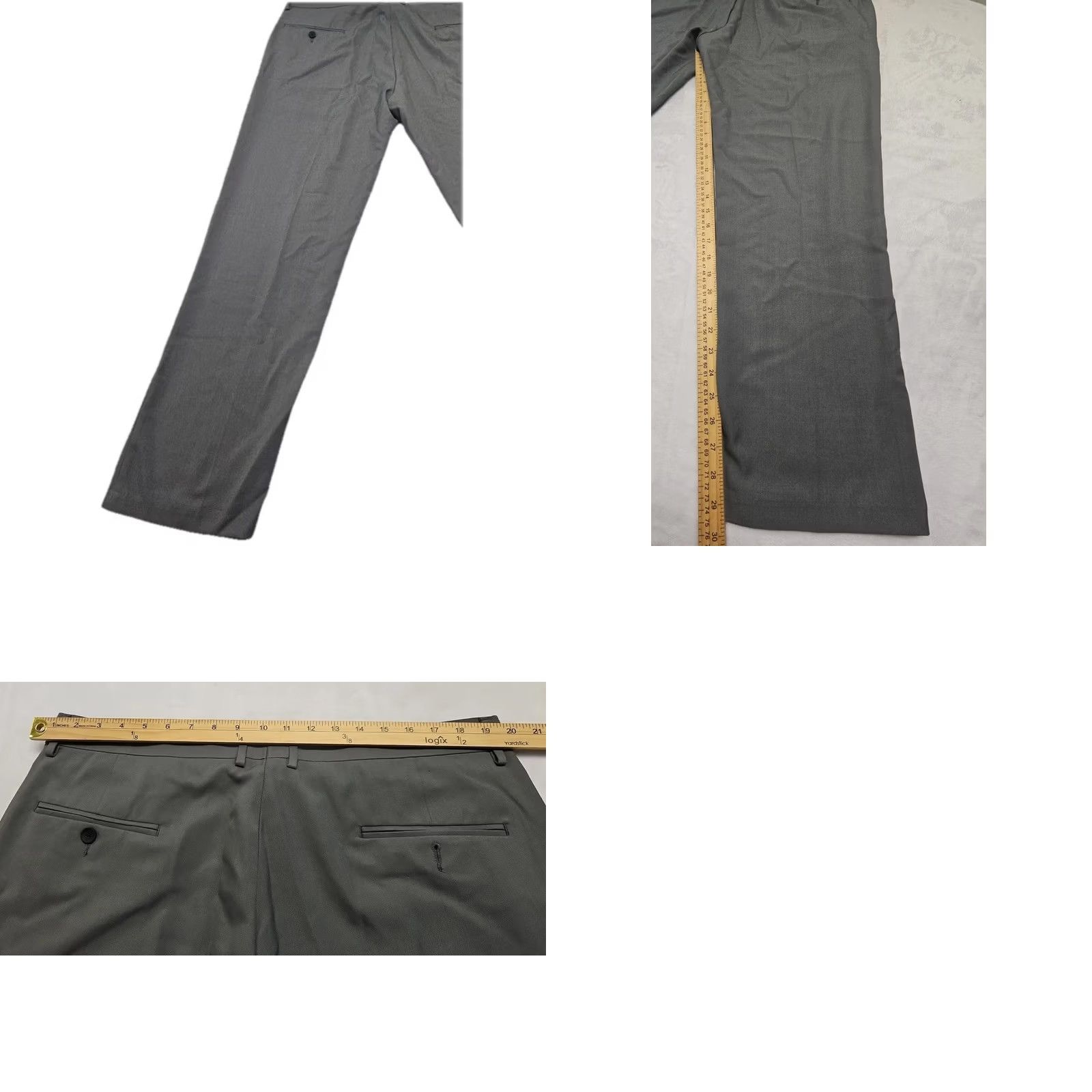 Haggar HAGGAR Men’s Straight Fit Premium Gray Dress Pant 40 X 30 Flat Front Hook & Eye Zip Classic Pockets Straight Leg Black/Gray Dress Pants Mens Size US 40 / EU 56 - 8 Thumbnail