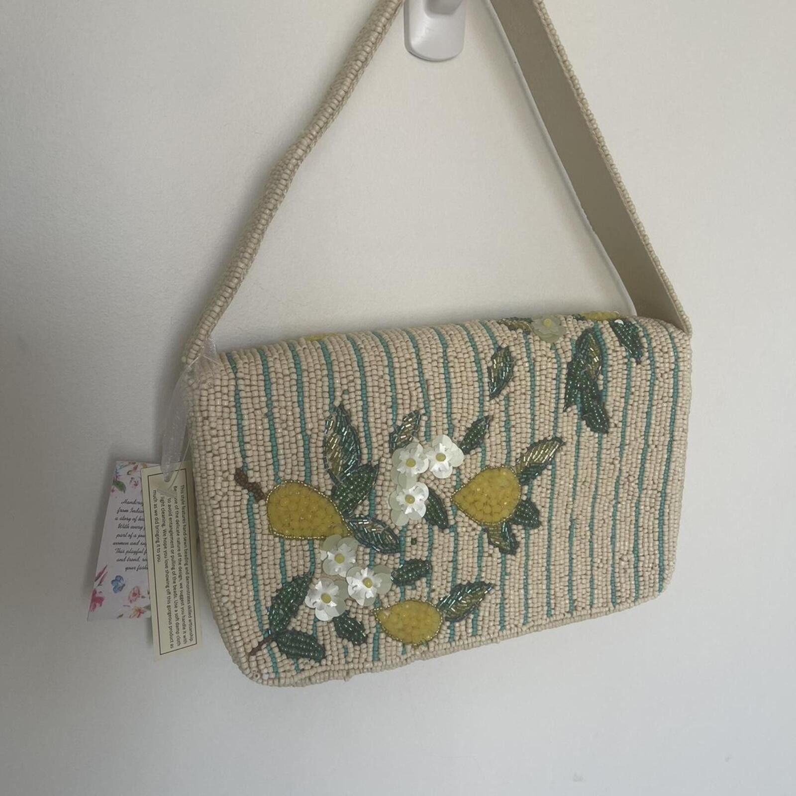 Other Tiktok Viral Lemon Striped Beaded Bag with Sequins Size ONE SIZE - 3 Thumbnail