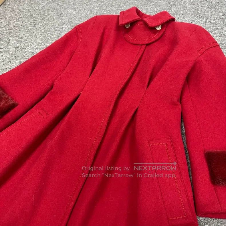 Fendi Fendi Show model red fur long cashmere coat Size XS / US 0-2 / IT 36-38 - 4 Thumbnail