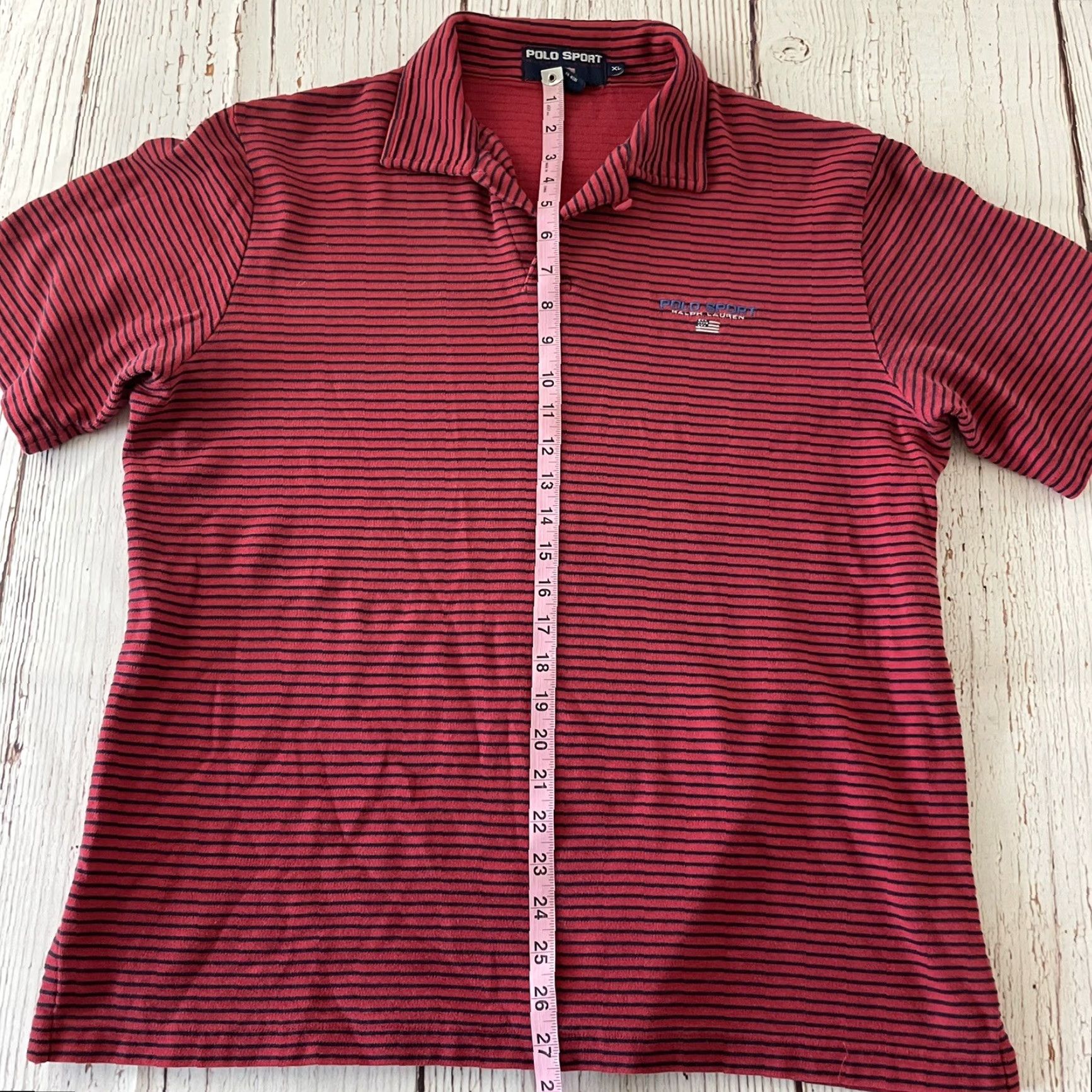 Vintage Polo Sport Ralph Lauren Short Sleeve Striped Polo Shirt Men's XL Red Size US XL / EU 56 / 4 - 4 Thumbnail