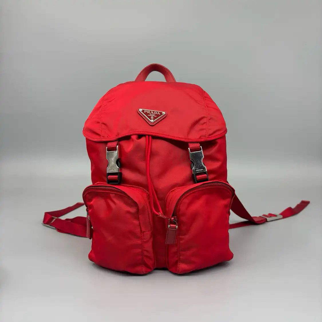 Prada PRADA red nylon logo backpack Size ONE SIZE - 1 Thumbnail