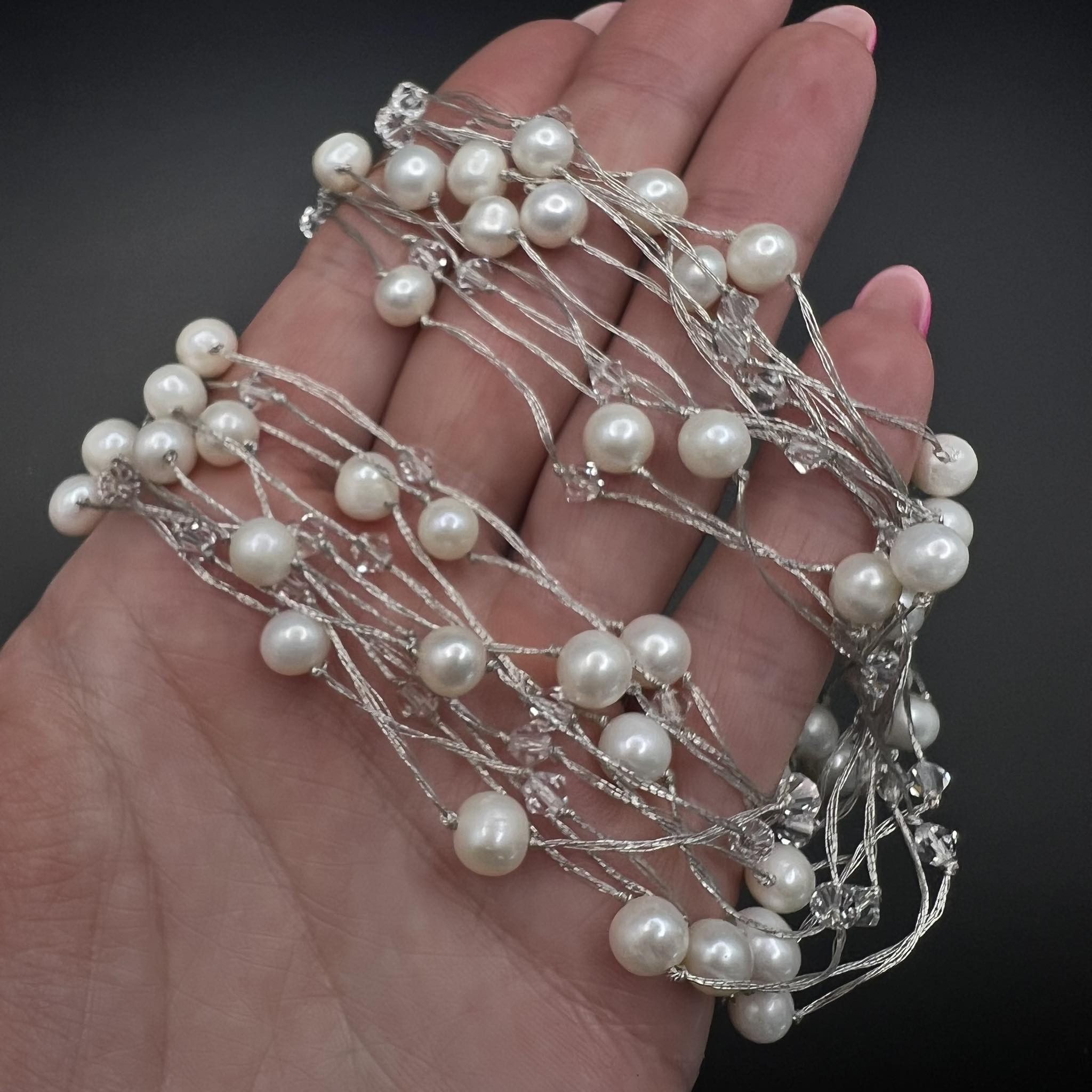 Vintage Sterling Silver 925 Necklace Mother of Pearl