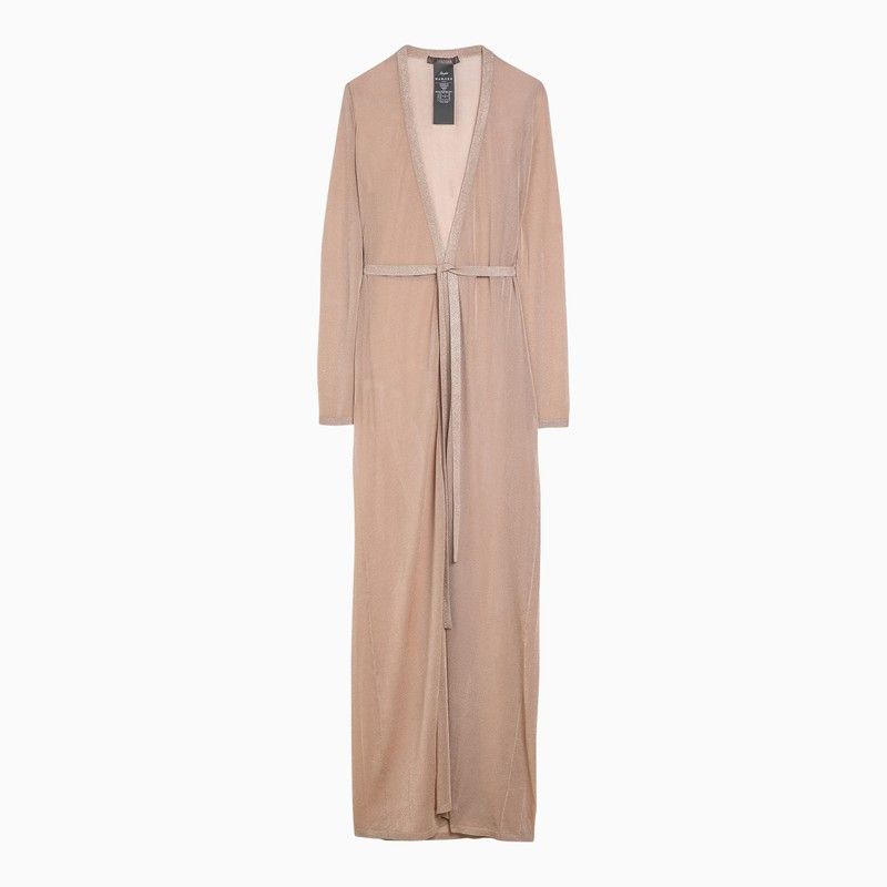 image of Max Mara Pianoforte Light Yellow Long Viscose Lurex Cardigan, Women's (Size Medium)