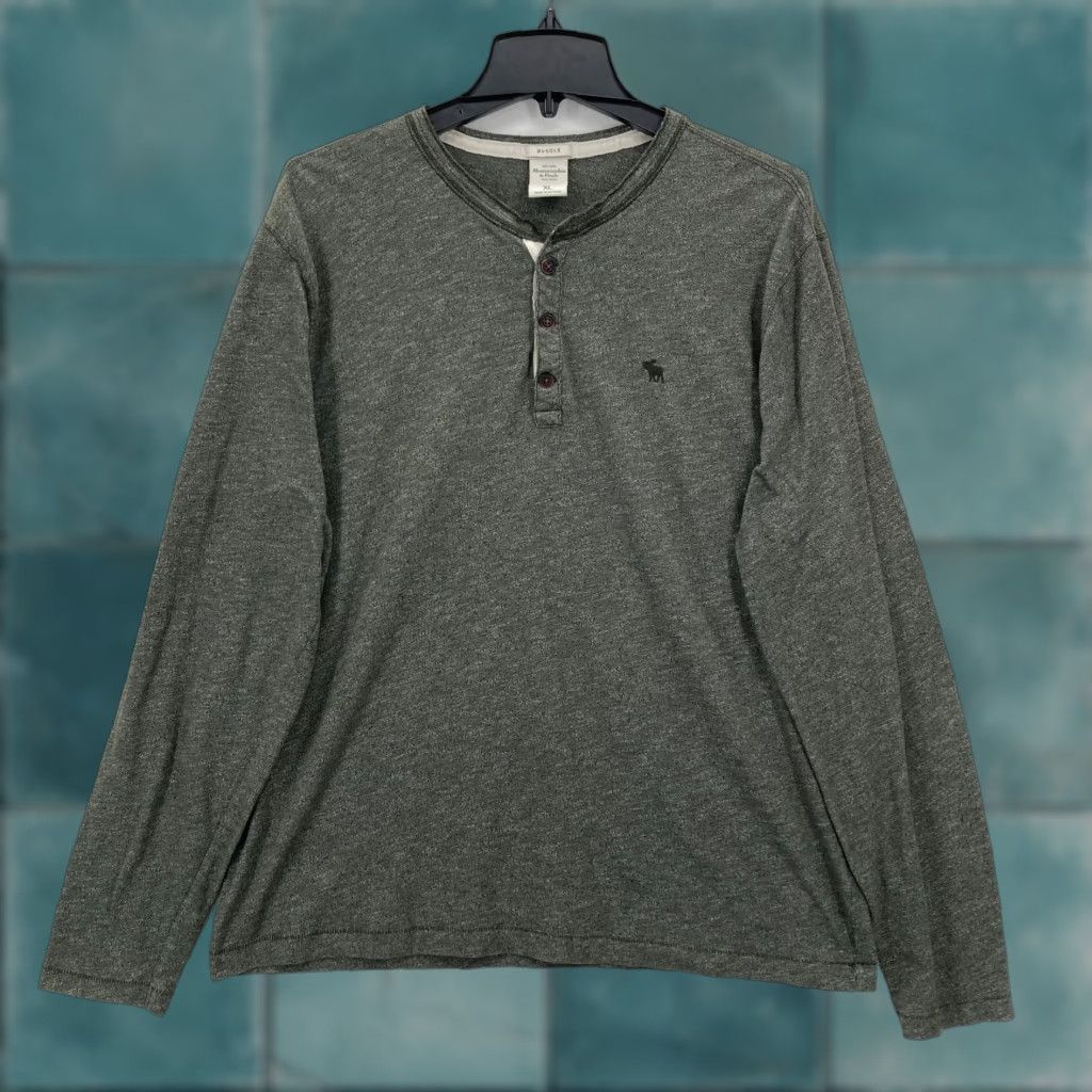 Abercrombie & Fitch Abercrombie & Fitch Muscle Henley Long Sleeve T Shirt Mens XL Green Preppy Size US XL / EU 56 / 4 - 1 Thumbnail