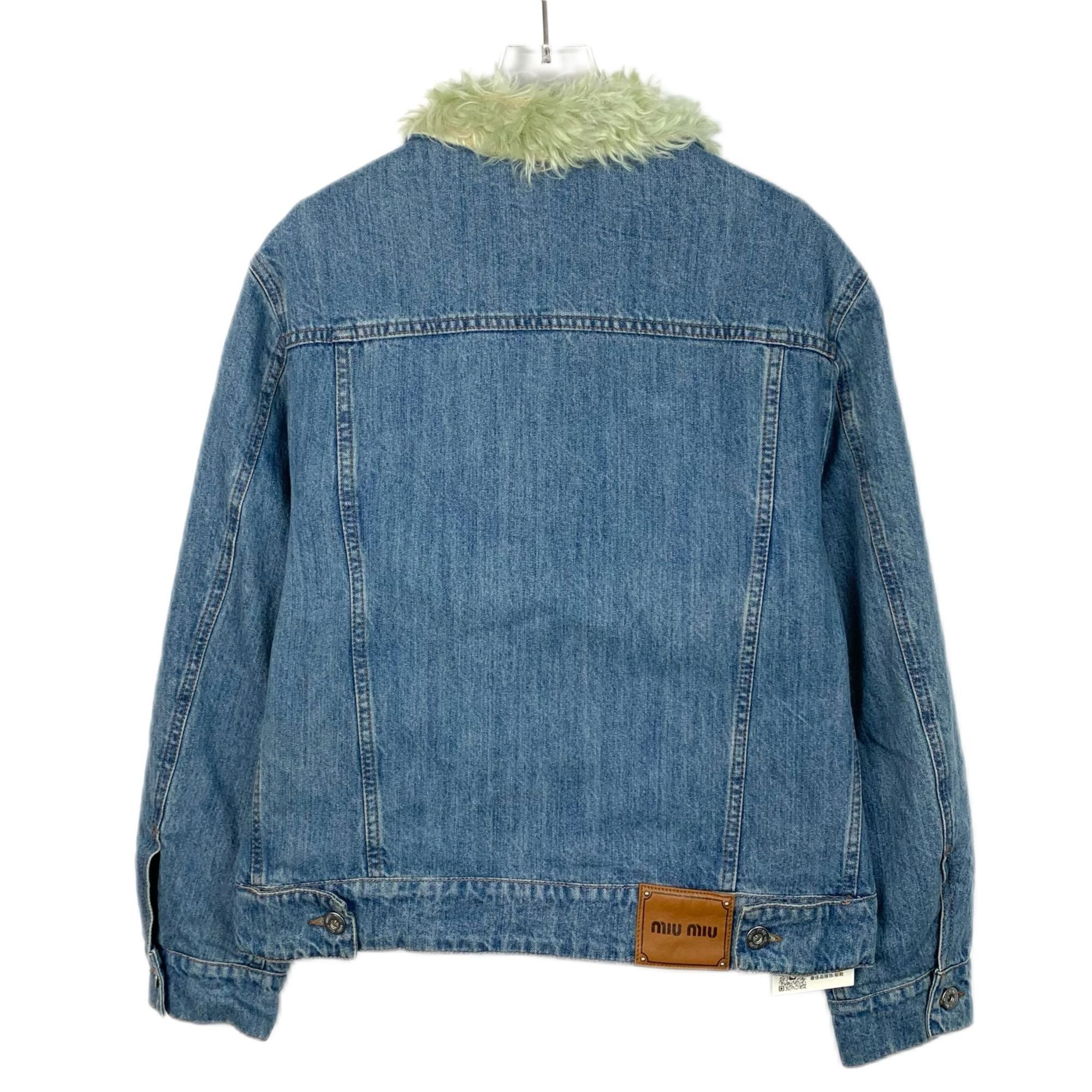 Miu Miu Miu Miu Denim Jacket With Faux Fur Collar & Patches Size S / US 4 / IT 40 - 2 Thumbnail
