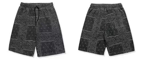 Japanese Brand 21SS Indigo Union Japan Black Bandana Paisley Denim Shorts Size US 32 / EU 48 - 3 Thumbnail